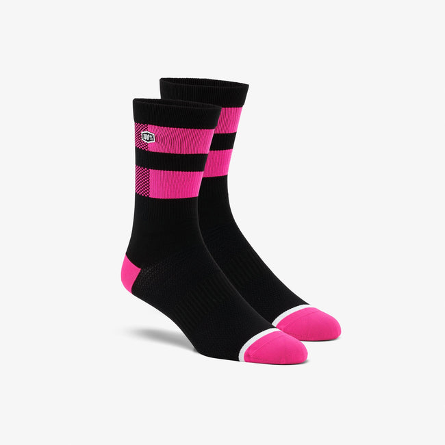 100% Flow Socks-Black/Flo Pink - 1
