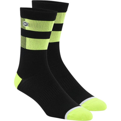 100% Flow Socks-Black/Flo Yellow