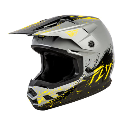 Fly Racing Kinetic Drip BMX Race Helmet-Grey/Black/Yellow