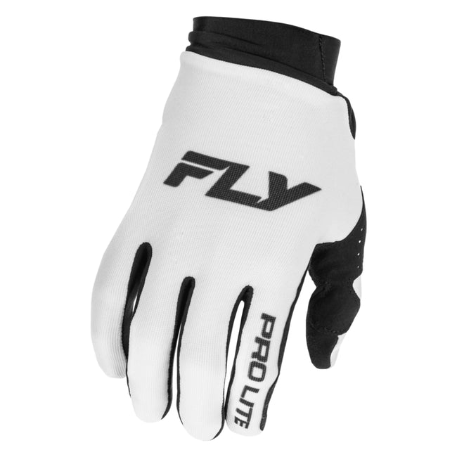Fly Racing Pro Lite BMX Race Gloves-White/Black - 1