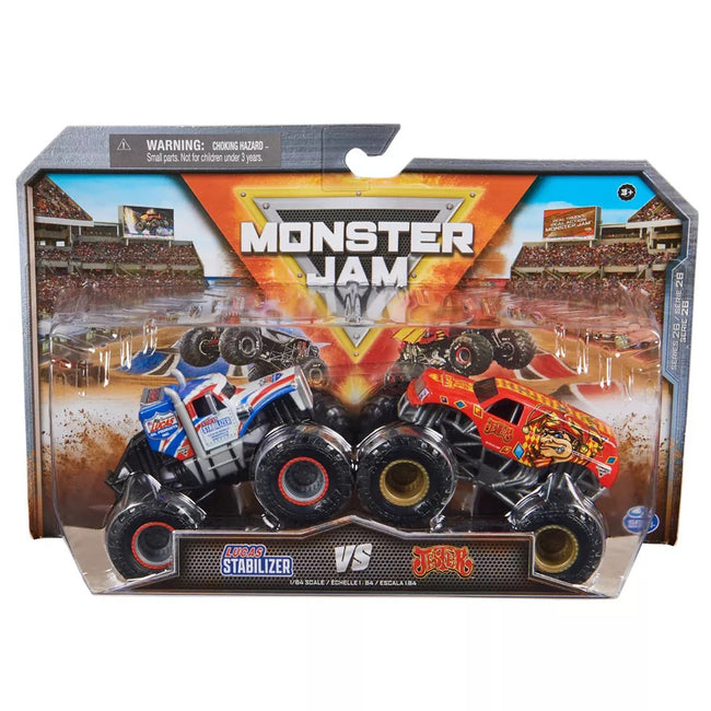 Monster Jam Die-Cast 1:64 Scale Monster Truck-2-Pack-Lucas Stabilizer vs Jester - 8
