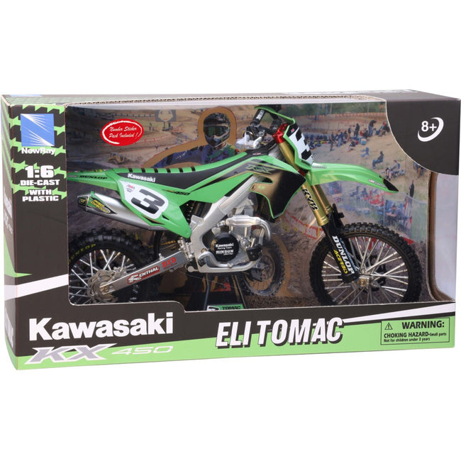 New Ray 1:6 Factory Kawasaki Die-Cast Motorcycle-Eli Tomac #3-Bonus Sticker - 2