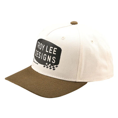 Troy Lee Designs Curved Stamp Snapback Hat-OSFM-Vintage White/Olive