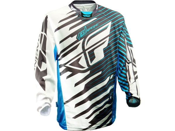 Fly Racing 2014 Kinetic Shock Mesh BMX Race Jersey-Blue/White - 1