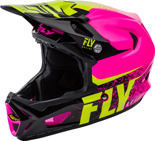 Fly Racing Werx Carbon Imprint Helmet-Neon Pink/Hi-Vis - 1