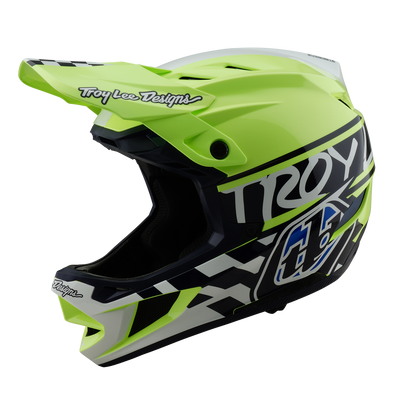 Troy Lee Designs D4 Polyacrylite MIPS BMX Race Helmet-Fifty-50 Navy/Glo Yellow