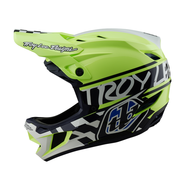 Troy Lee Designs D4 Polyacrylite MIPS BMX Race Helmet-Fifty-50 Navy/Glo Yellow - 2