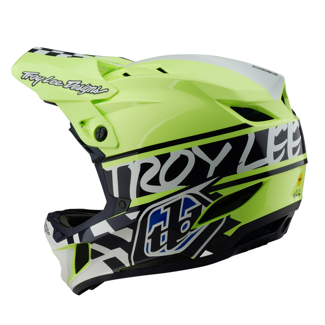 Troy Lee Designs D4 Polyacrylite MIPS BMX Race Helmet-Fifty-50 Navy/Glo Yellow - 3