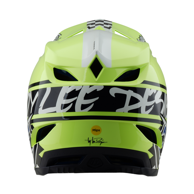 Troy Lee Designs D4 Polyacrylite MIPS BMX Race Helmet-Fifty-50 Navy/Glo Yellow - 4