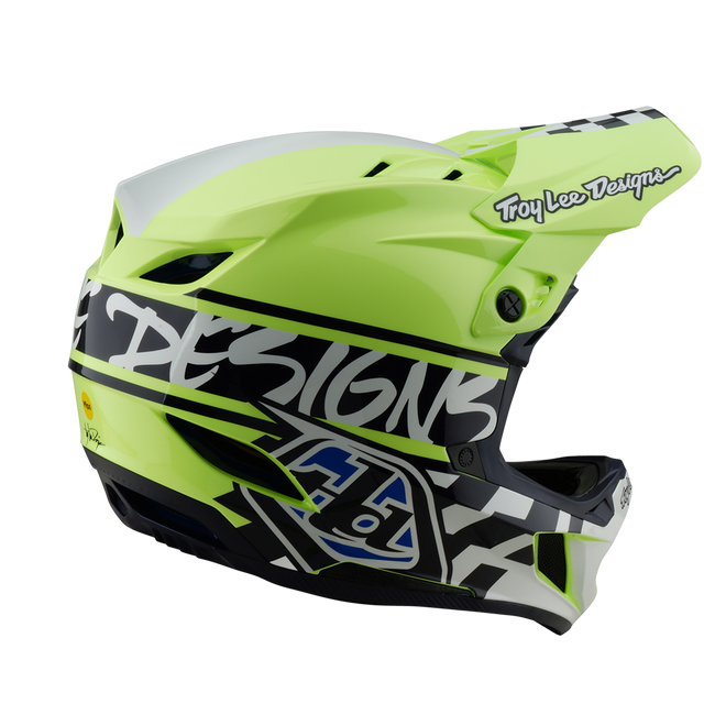 Troy Lee Designs D4 Polyacrylite MIPS BMX Race Helmet-Fifty-50 Navy/Glo Yellow - 5
