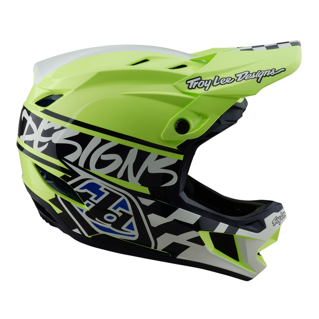 Troy Lee Designs D4 Polyacrylite MIPS BMX Race Helmet-Fifty-50 Navy/Glo Yellow - 6