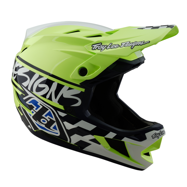 Troy Lee Designs D4 Polyacrylite MIPS BMX Race Helmet-Fifty-50 Navy/Glo Yellow - 7