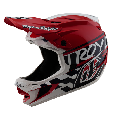 Troy Lee Designs D4 Polyacrylite MIPS BMX Race Helmet-Fifty-50 White/Red