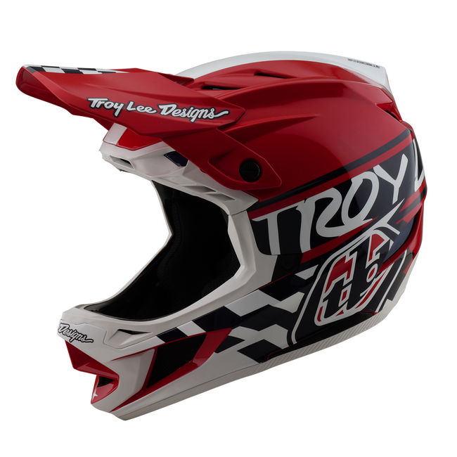 Troy Lee Designs D4 Polyacrylite MIPS BMX Race Helmet-Fifty-50 White/Red - 1