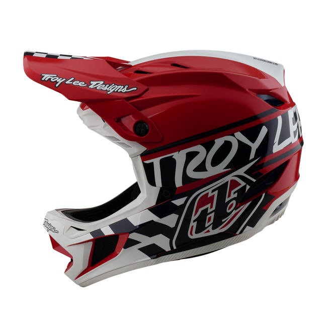 Troy Lee Designs D4 Polyacrylite MIPS BMX Race Helmet-Fifty-50 White/Red - 2