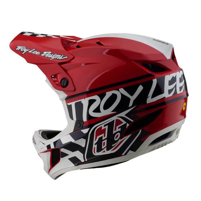 Troy Lee Designs D4 Polyacrylite MIPS BMX Race Helmet-Fifty-50 White/Red - 3