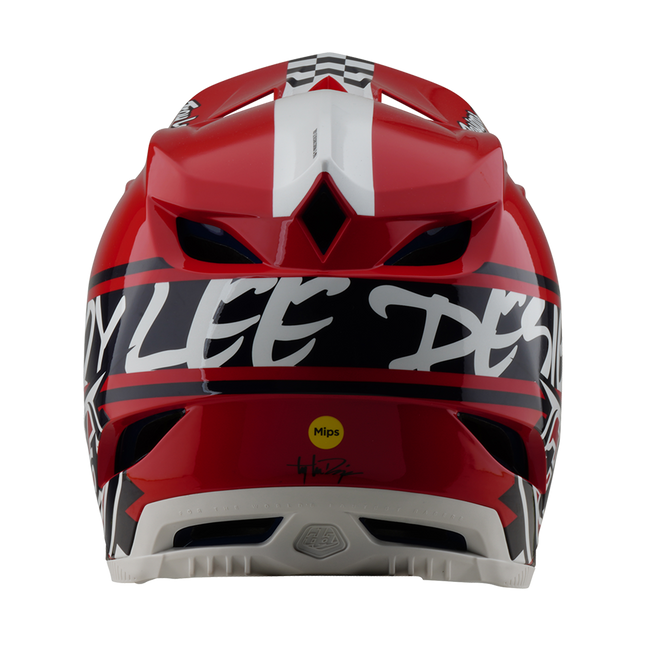 Troy Lee Designs D4 Polyacrylite MIPS BMX Race Helmet-Fifty-50 White/Red - 4