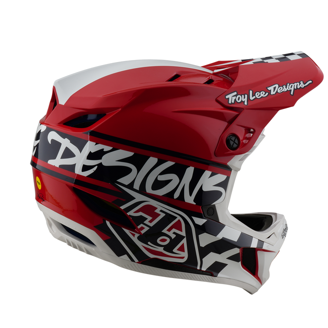 Troy Lee Designs D4 Polyacrylite MIPS BMX Race Helmet-Fifty-50 White/Red - 5