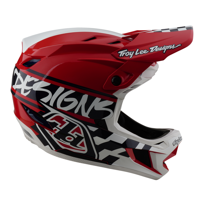 Troy Lee Designs D4 Polyacrylite MIPS BMX Race Helmet-Fifty-50 White/Red - 6