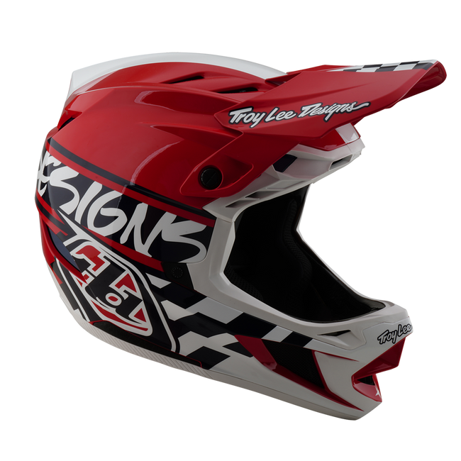 Troy Lee Designs D4 Polyacrylite MIPS BMX Race Helmet-Fifty-50 White/Red - 7