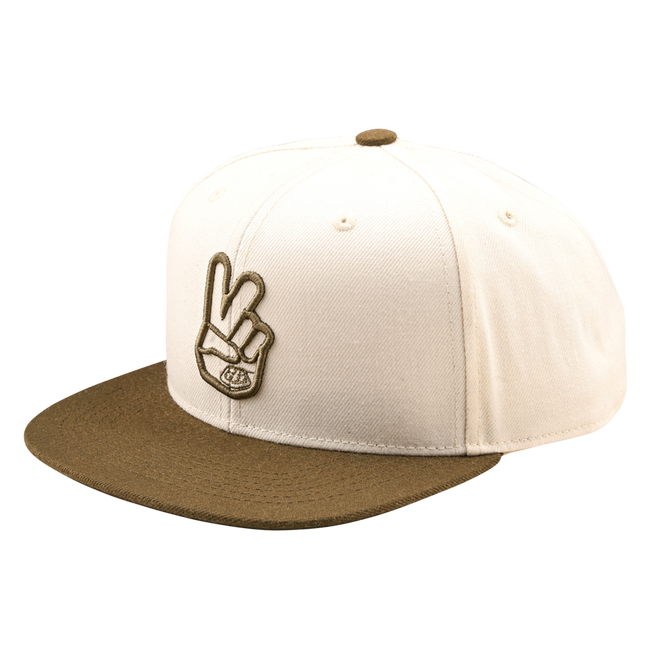 Troy Lee Designs Flat Bill Snapback Hat-OSFM-Peace Vintage White/Olive - 1
