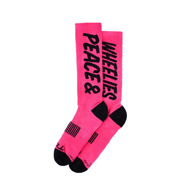 Troy Lee Designs Performance Crew Socks-Peace And Wheelies Fuscia - 1