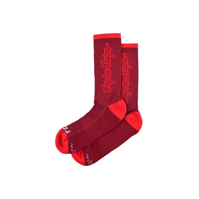 Troy Lee Designs Performance Crew Socks-Signature Oxblood
