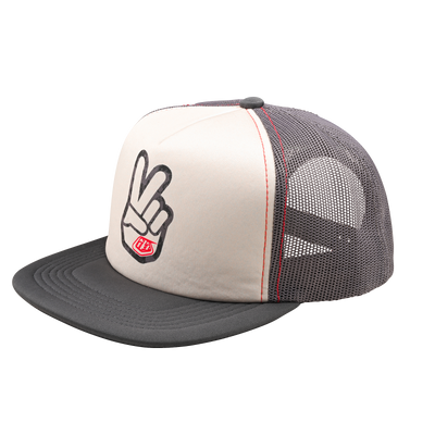 Troy Lee Peace Out Trucker Snapback Hat-OSFM-Vintage White/Carbon