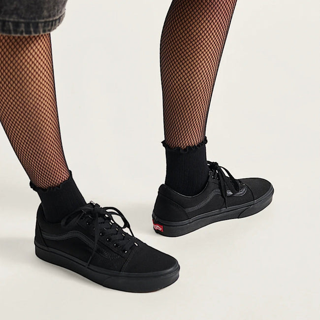 Vans Old Skool Canvas Shoes-Black/Black - 4