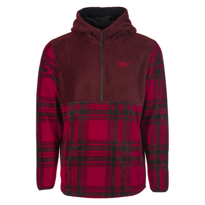 Fly Racing 2022 Half Zip Pullover Hoodie-Red Plaid