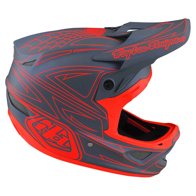 Troy Lee Designs D3 Fiberlite Spiderstripe BMX Race Helmet-Gray/Red - 5