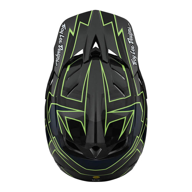 Troy Lee Designs D4 Carbon MIPS Graph BMX Race Helmet-Gray/Green - 3