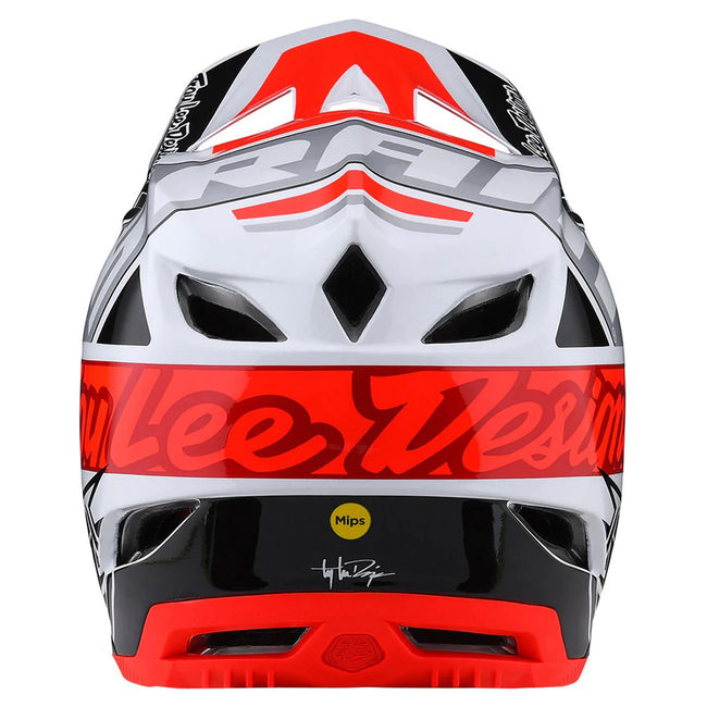 Troy Lee Designs D4 MIPS Team SRAM BMX Race Helmet-White/Glo Red - 3
